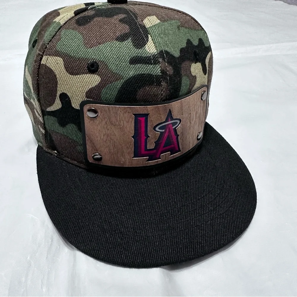 Men Snapback Hat Classic Hip Hop Style Flat Brim LA Wooden Patch camuflaje - Picture 14 of 16